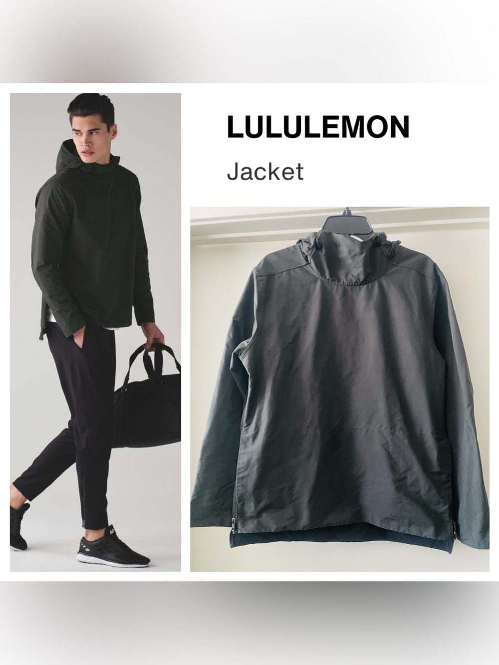 LULULEMON ATHLETICA Men’s Hooded Zip It Anorak Onyx